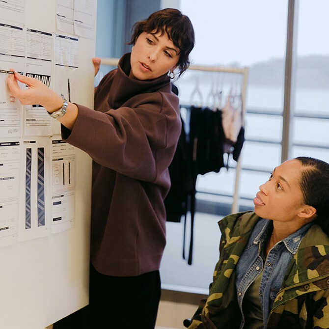 Senior Director Casey Schumacher
collaborates
with Allyson
Felix
