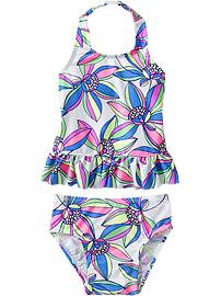 Ruffled Floral-Print Tankinis for Baby