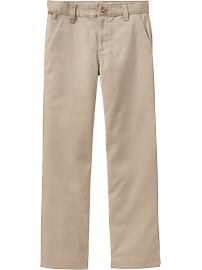 Boys Plain-Front Straight Uniform Khakis
