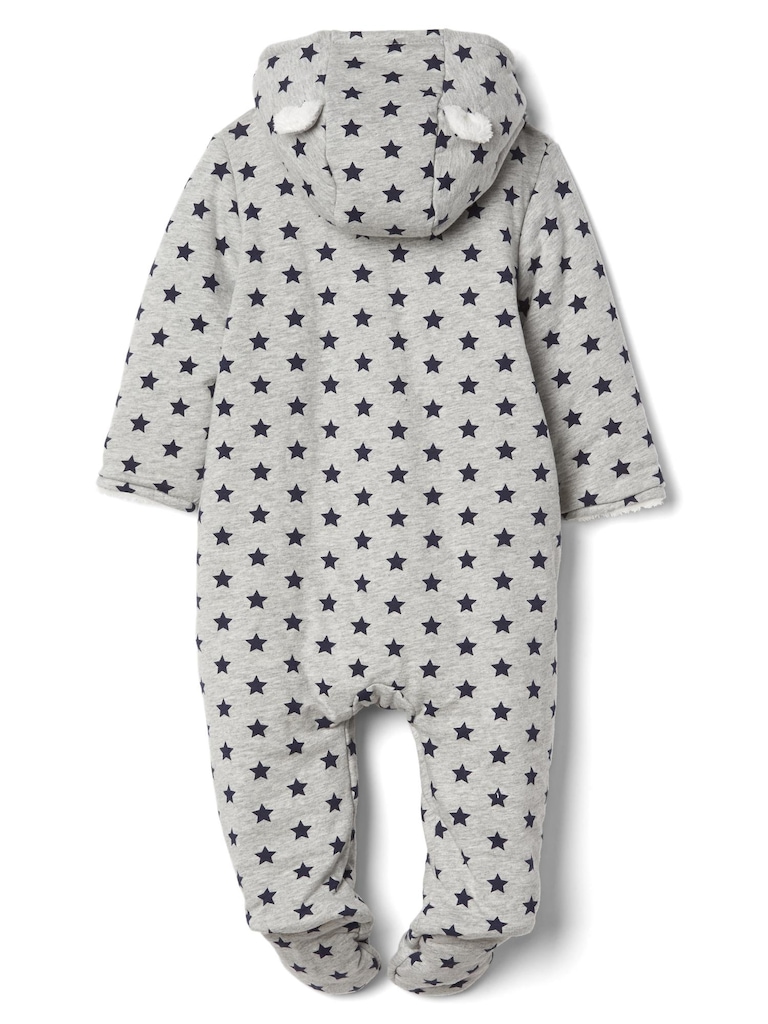 Cozy footed double-zip one-piece