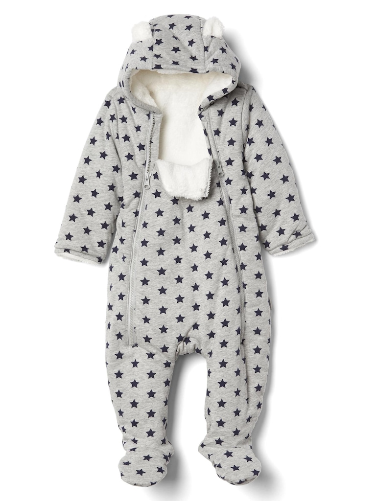 Cozy footed double-zip one-piece
