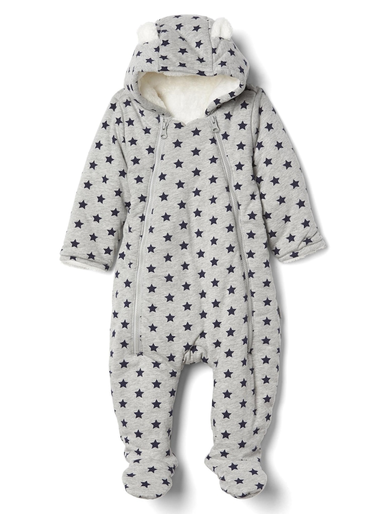 Cozy footed double-zip one-piece