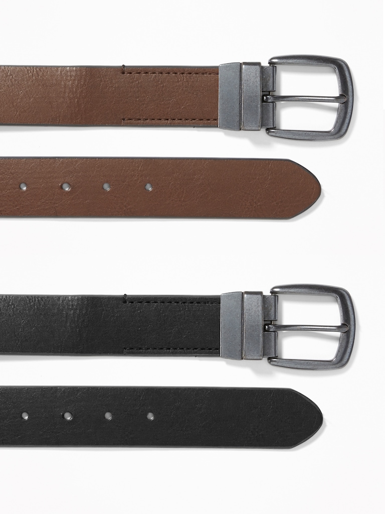 Faux-Leather Reversible Belt