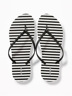 black white flip flops