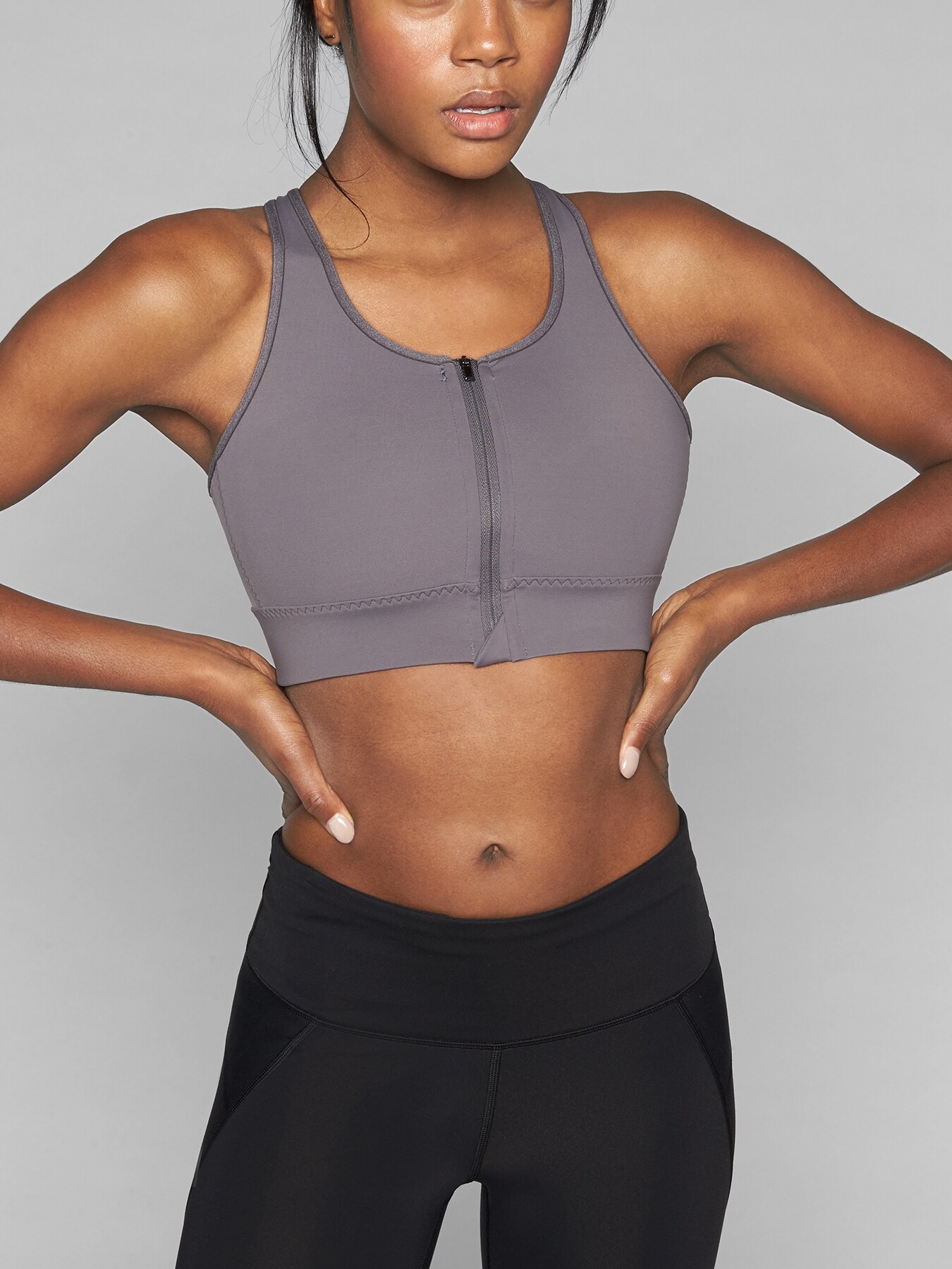 athleta front zip stealth bra