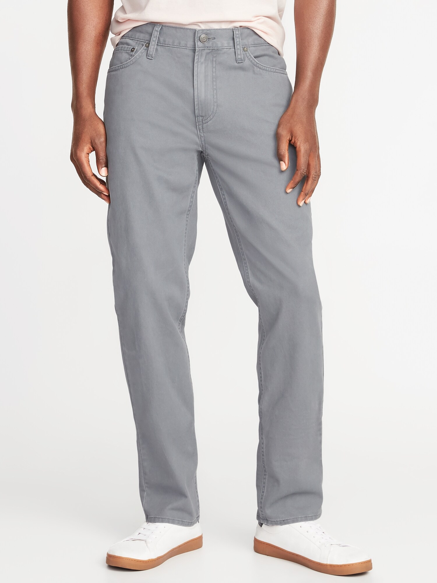 Straight Five-Pocket Twill Pants For Men