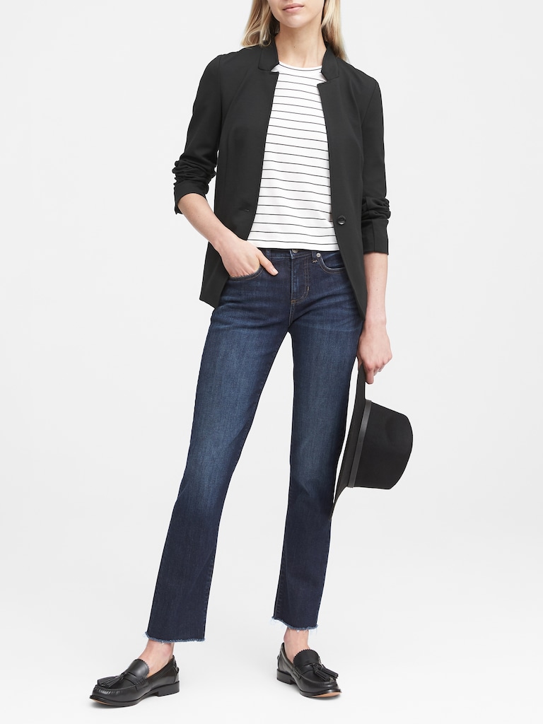 Unstructured Stretch Ponte Blazer