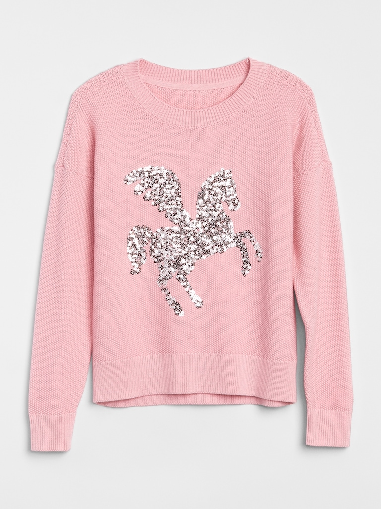 Sequin Graphic Crewneck Sweater