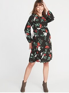 Maternity Floral Waist Defined Dress Maternity Floral Waist Defined Dress