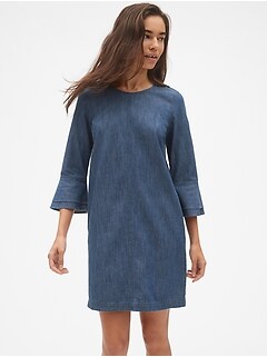 Dresses For Women Gap Denim Bell Sleeve Shift Dress