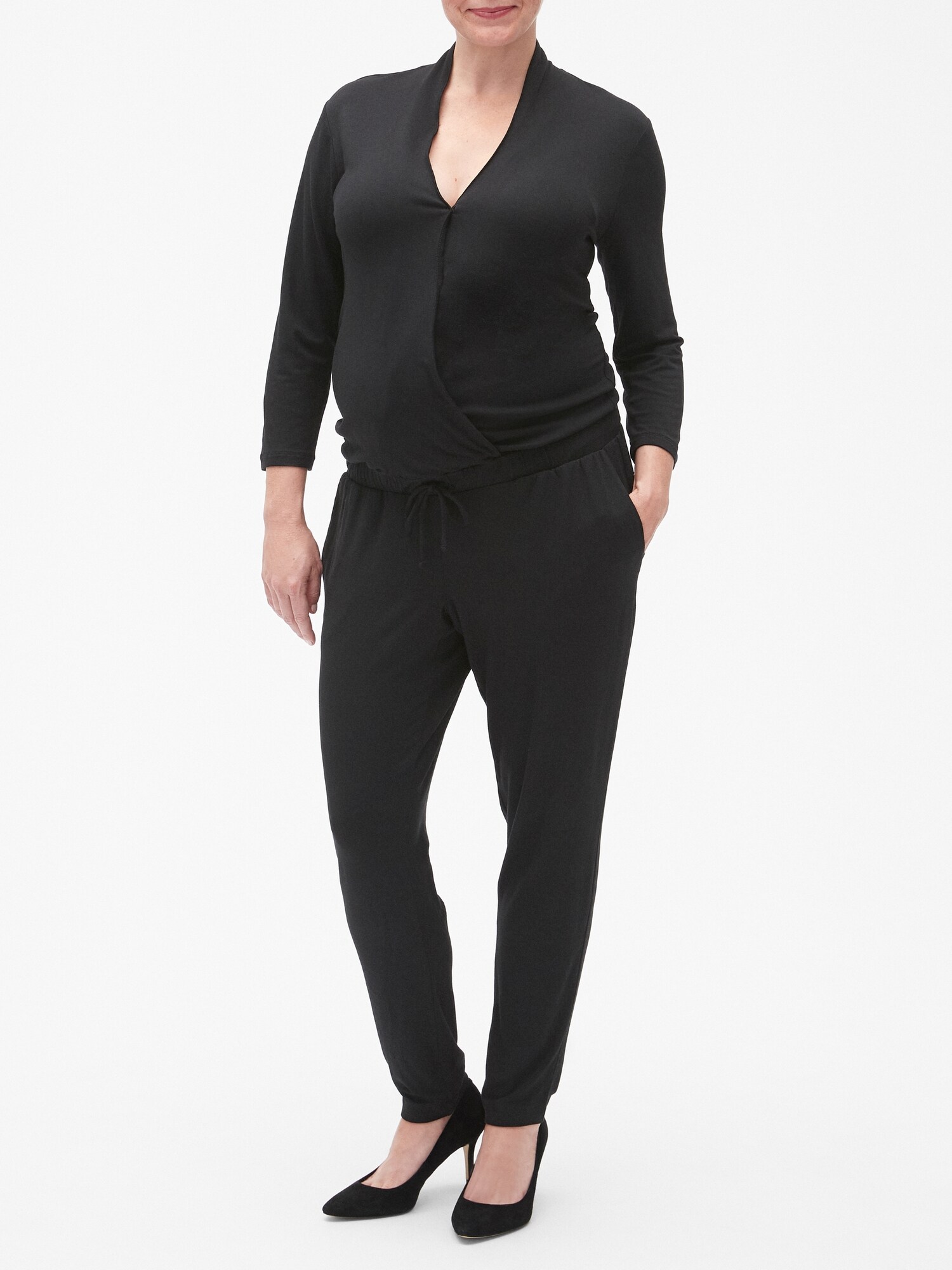 gap long sleeve wrap jumpsuit