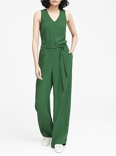 Women S Dresses Banana Republic V Neck Tie Waist Jumpsuit