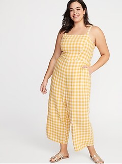 yellow gingham jumpsuit