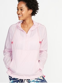 Hooded 1/2-Zip Pullover Anorak for Women 