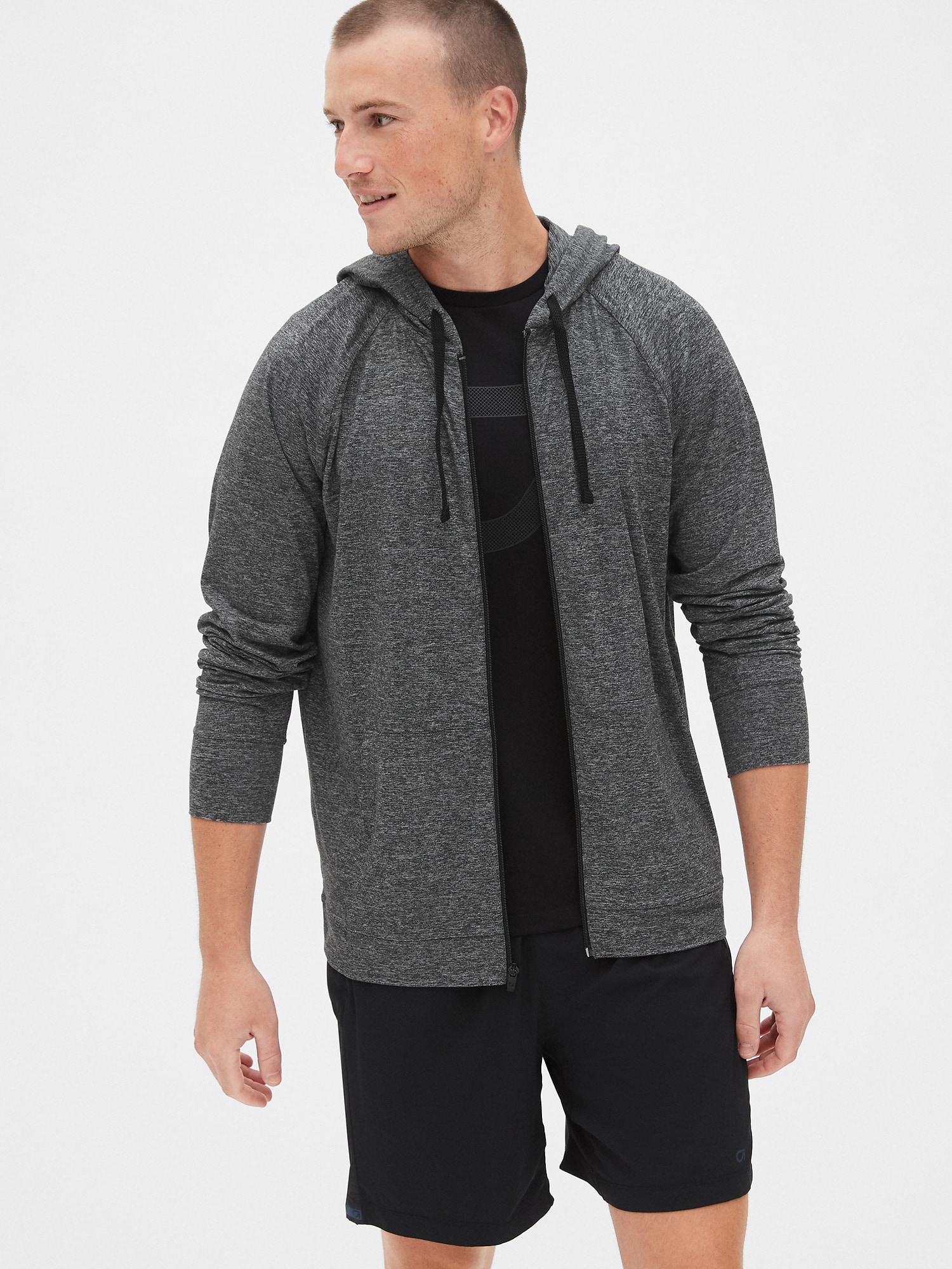 gapfit brushed tech jersey hoodie