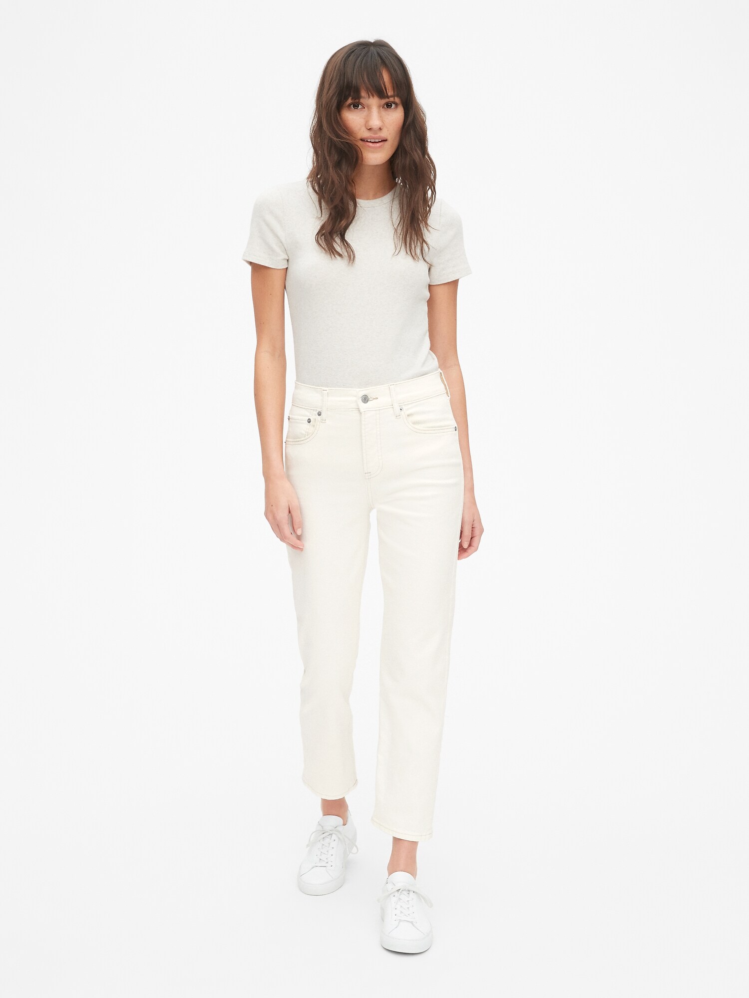 gap high waisted white jeans