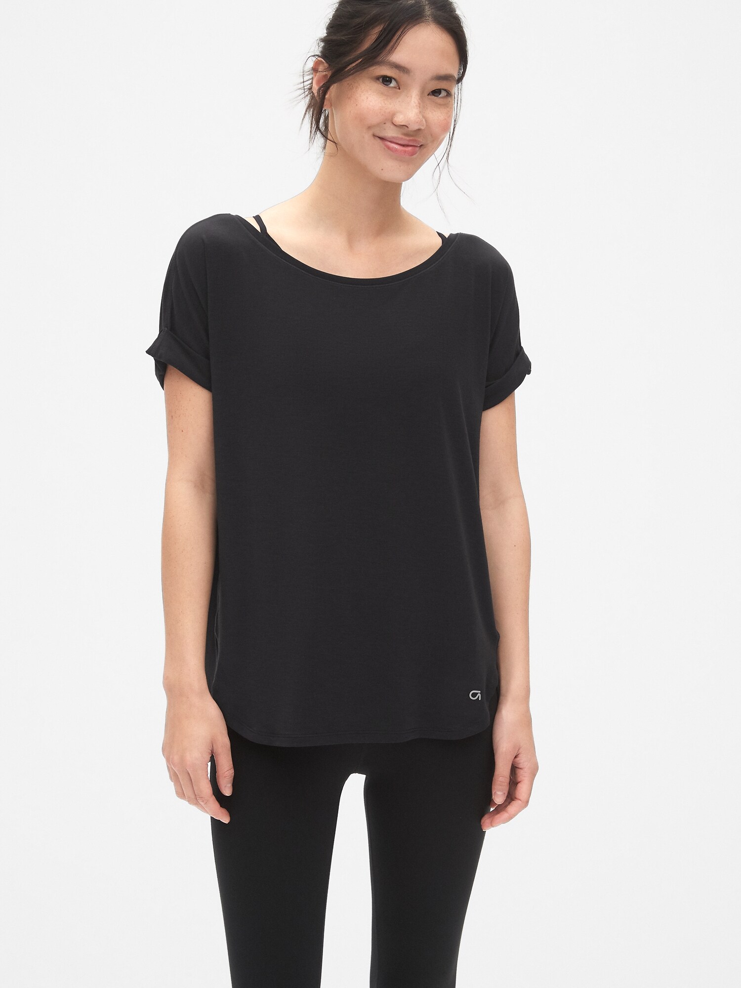 GapFit Breathe Roll Sleeve T-Shirt | Gap