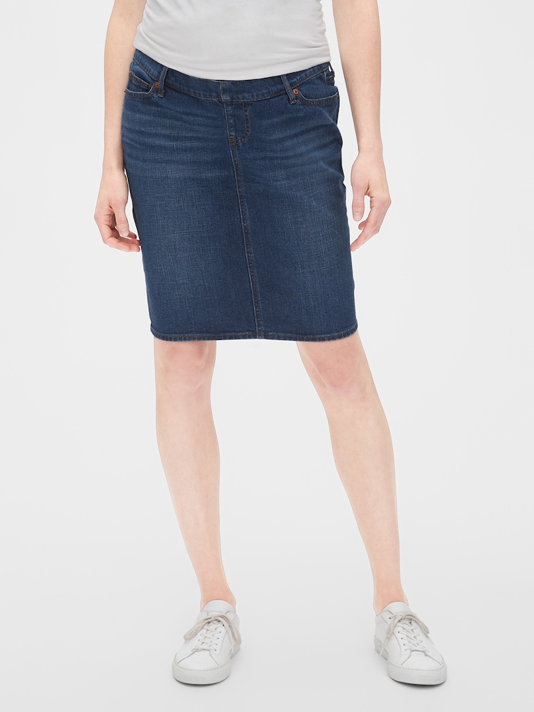 Maternity Full Panel Denim Skirt