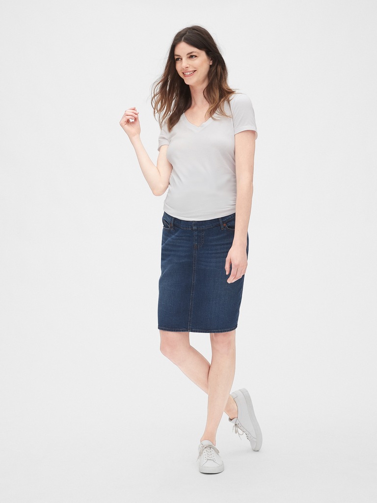 Maternity Full Panel Denim Skirt