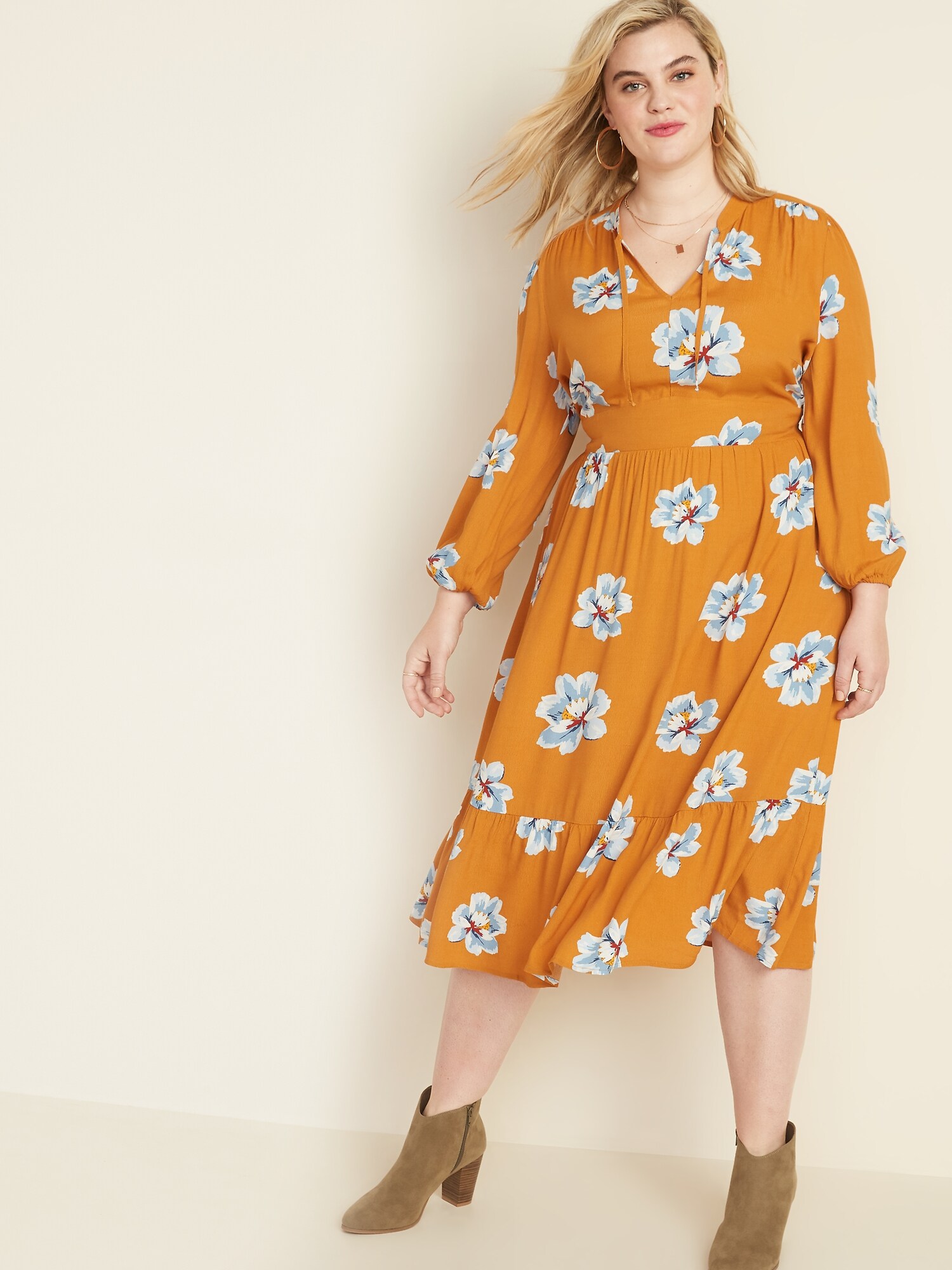 waist defined midi dress