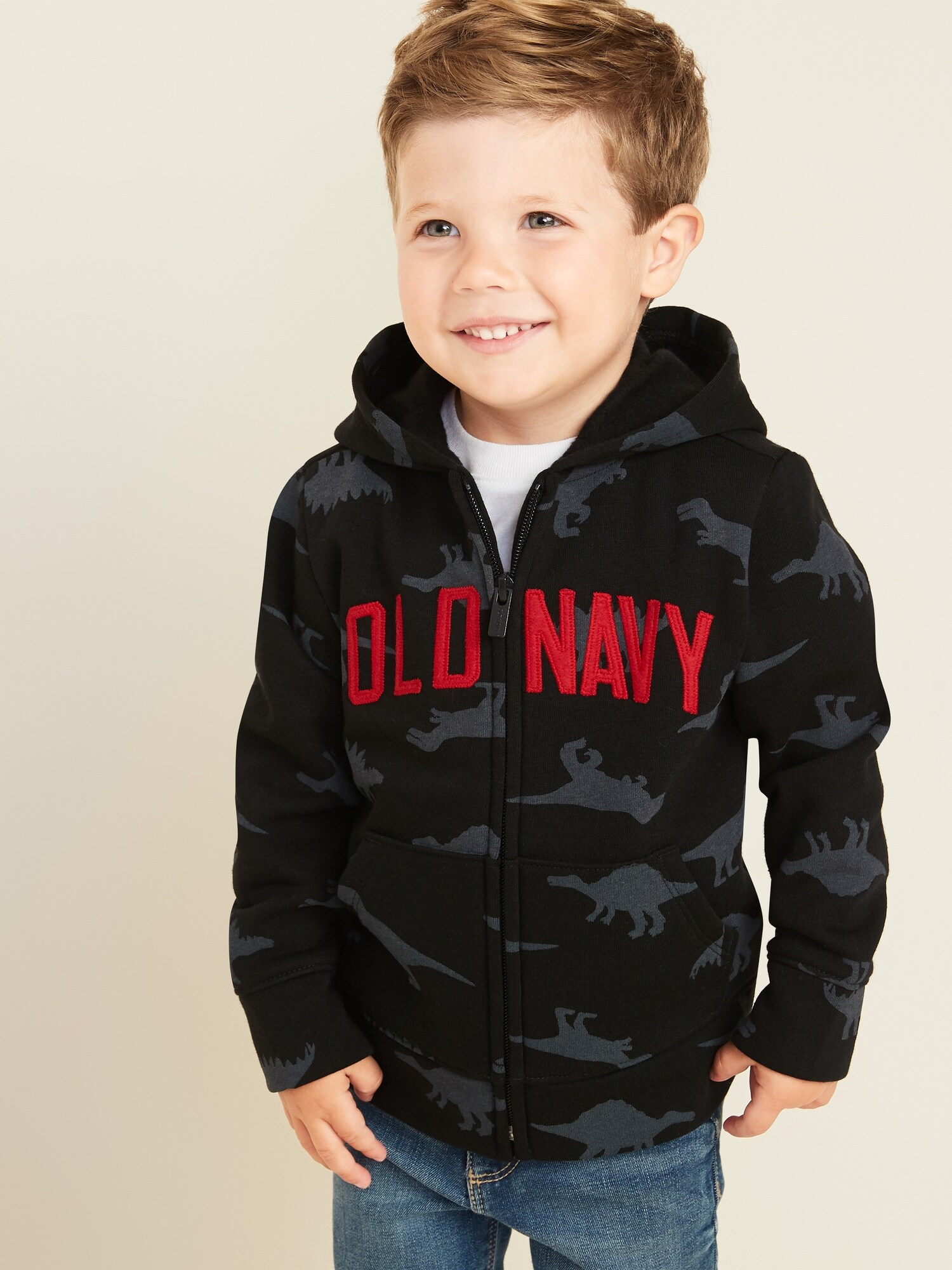 Logo-Graphic Zip Hoodie for Toddler Boys
