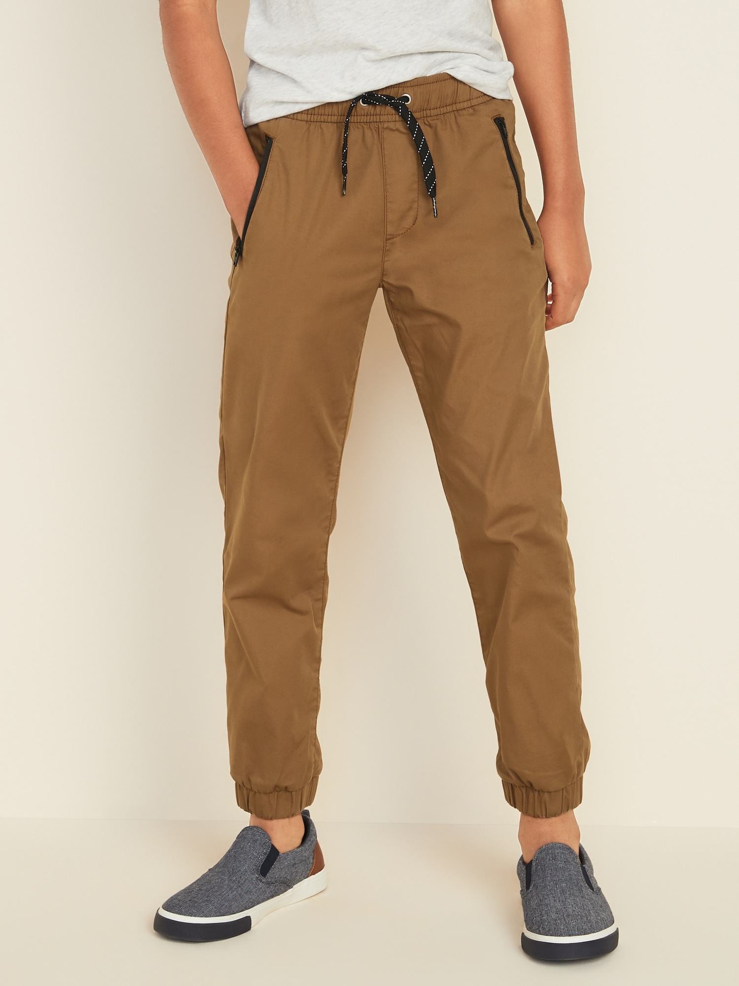 khaki joggers with pockets