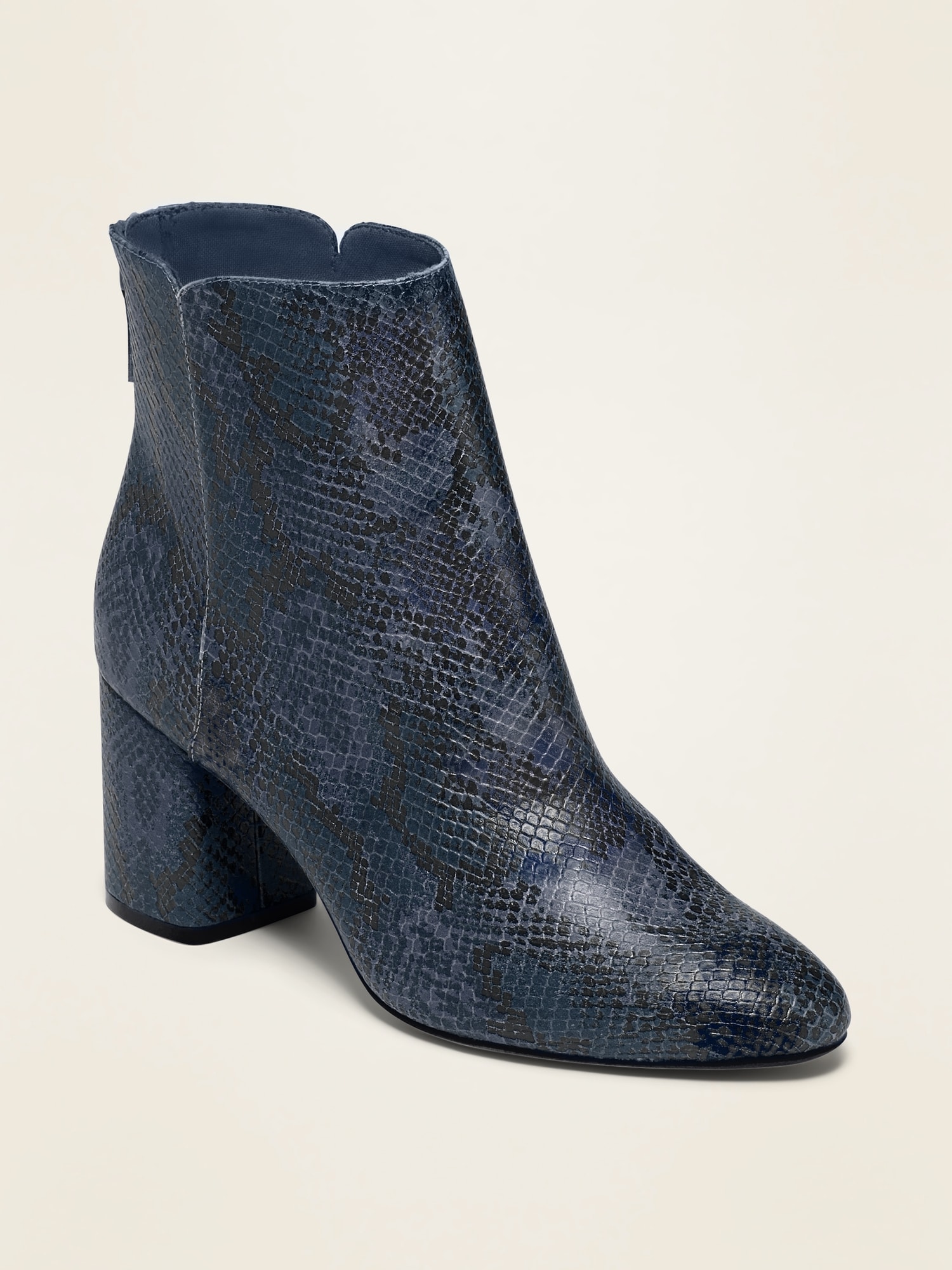 navy snakeskin boots