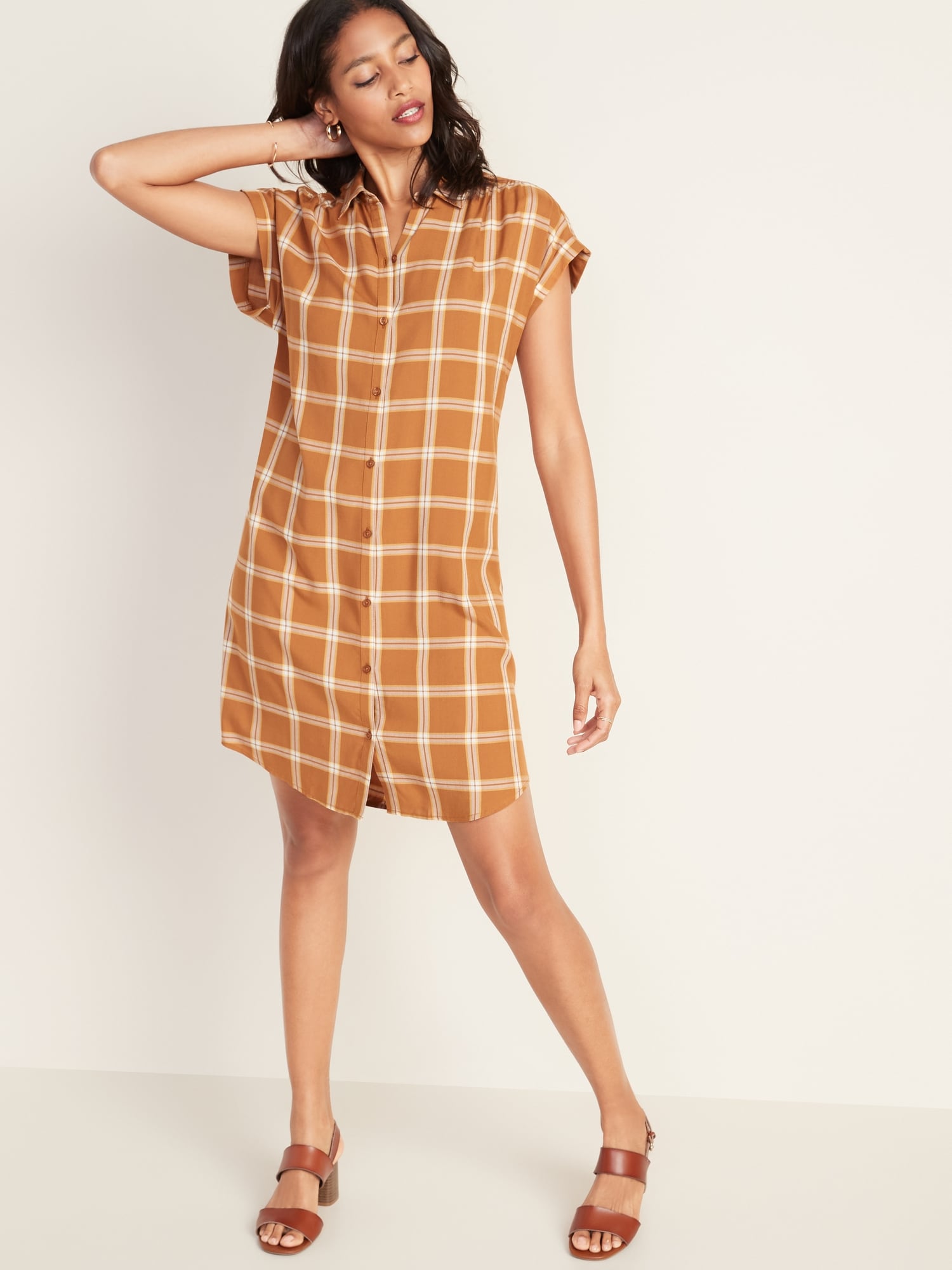 old navy plaid shirt dress