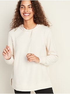 Relaxed Rib-Knit Pullover Hoodie for Women 