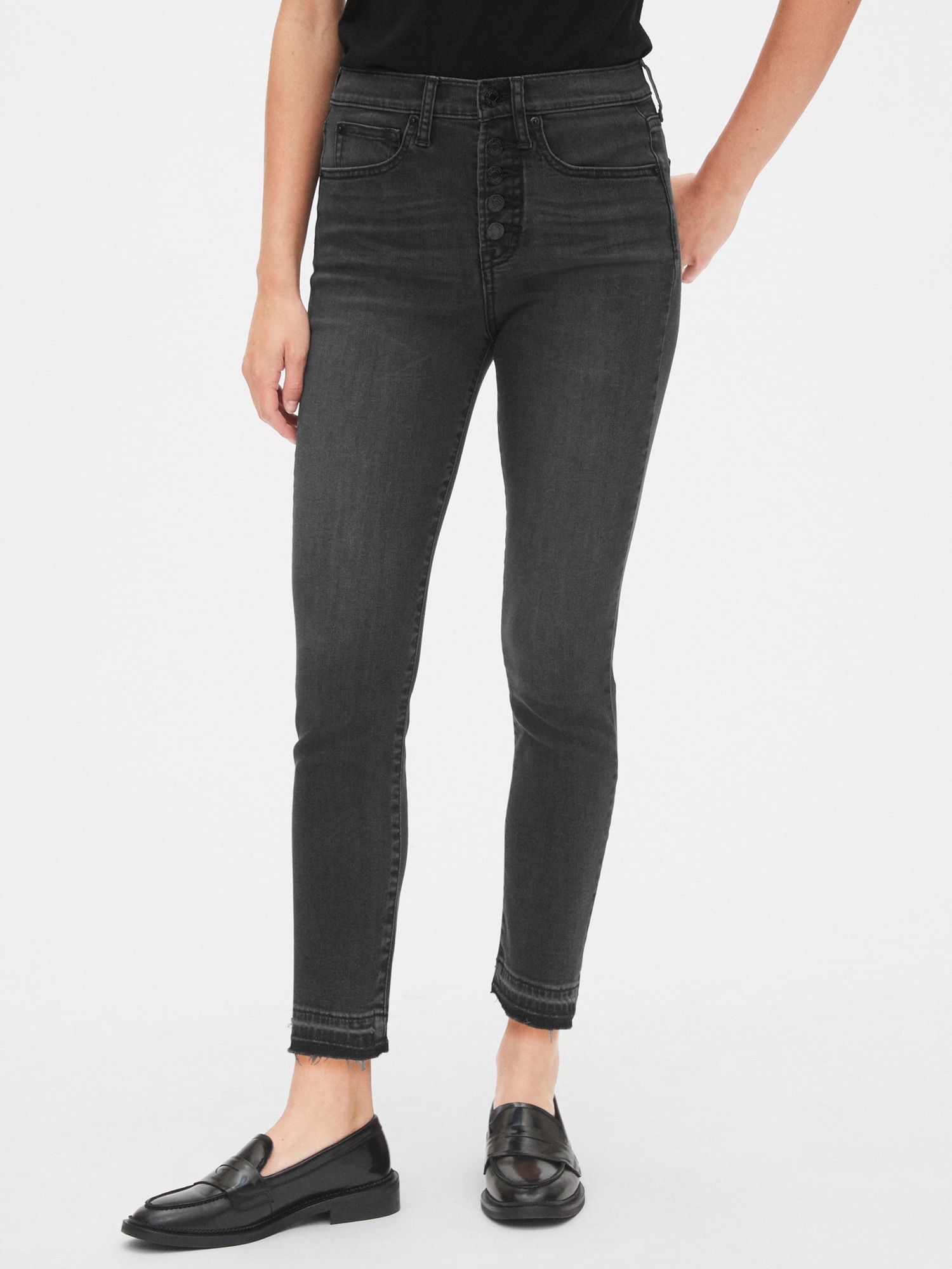 High Rise True Skinny Ankle Jeans with 