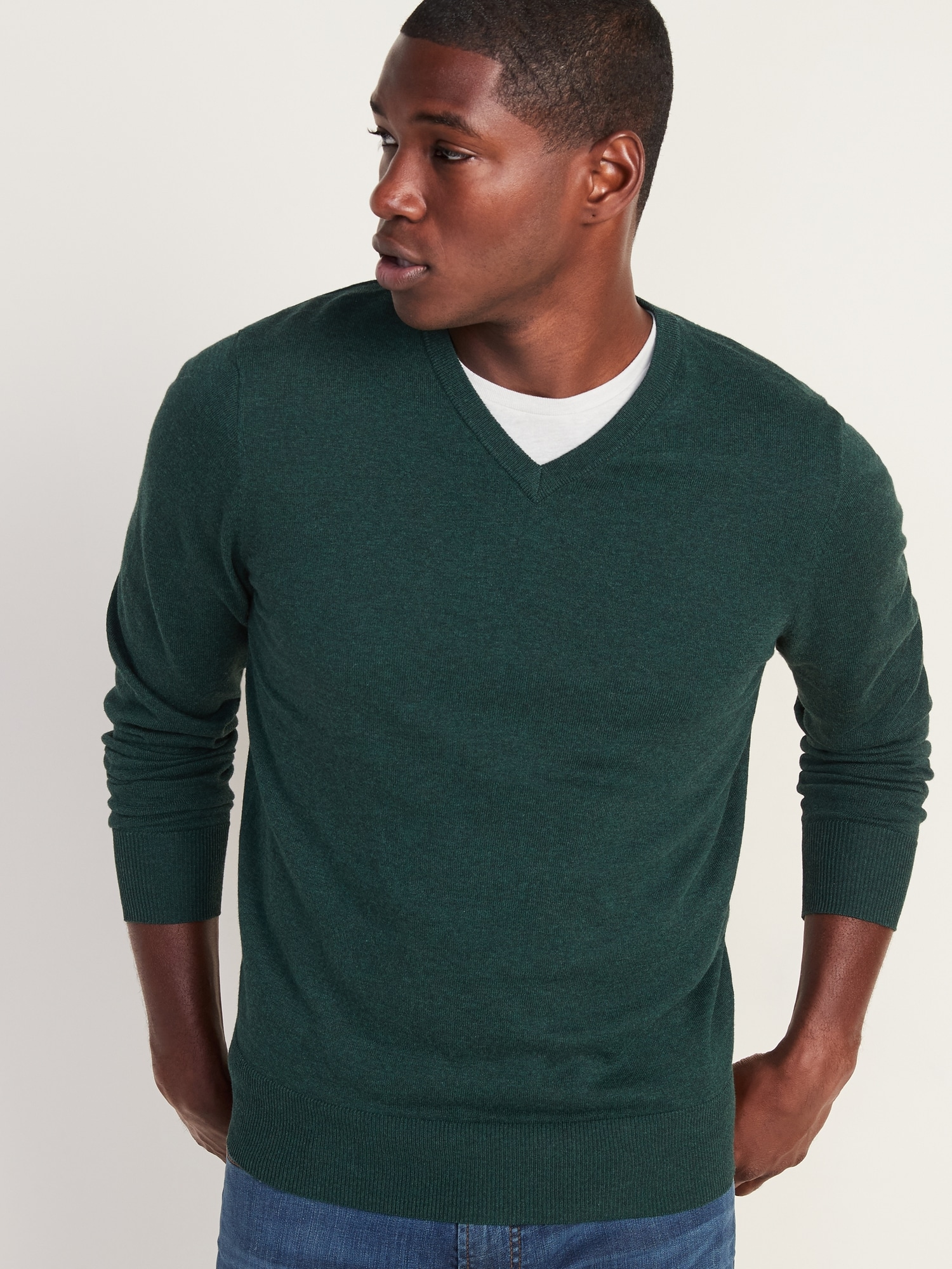 v neck sweater with t shirt underneath