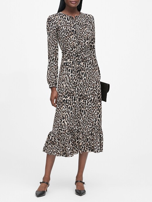 leopard print midi shirt dress