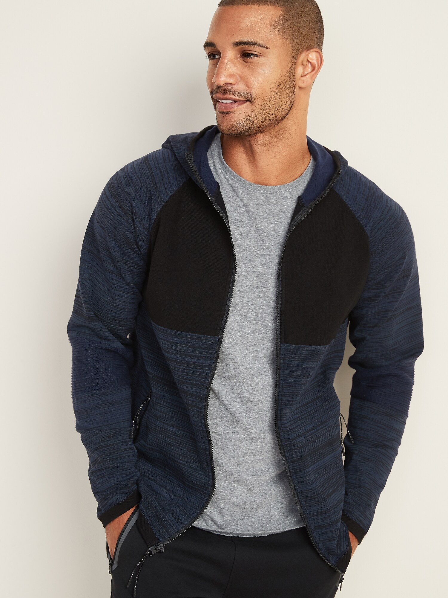 mens knitted zip up hoodie