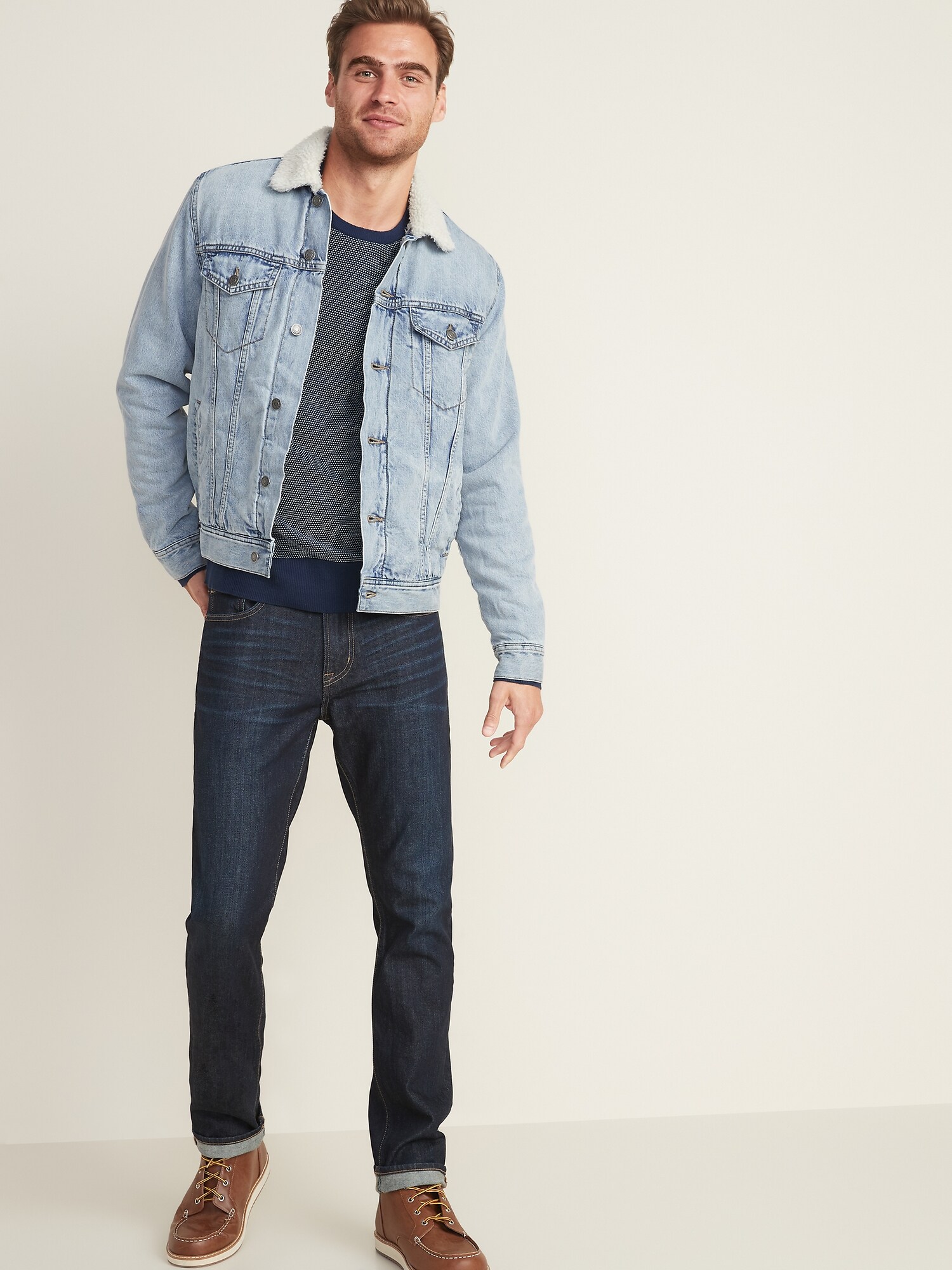 gap mens denim sherpa jacket