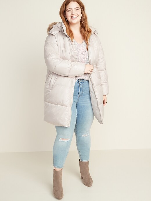 plus size puffer vest with fur hood