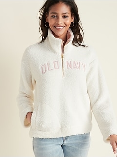 Logo-Graphic 1/2-Zip Sherpa Pullover for Women   