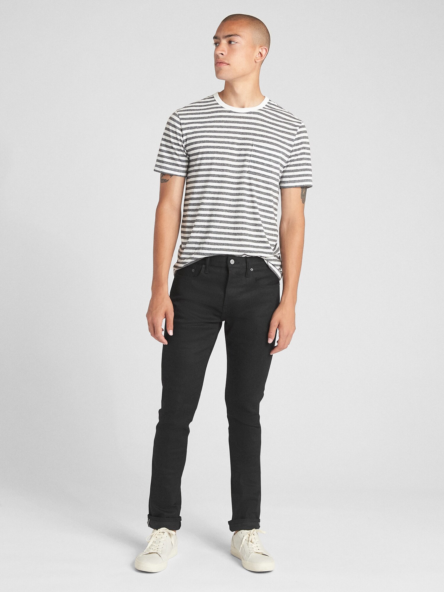 selvedge skinny jeans with gapflex