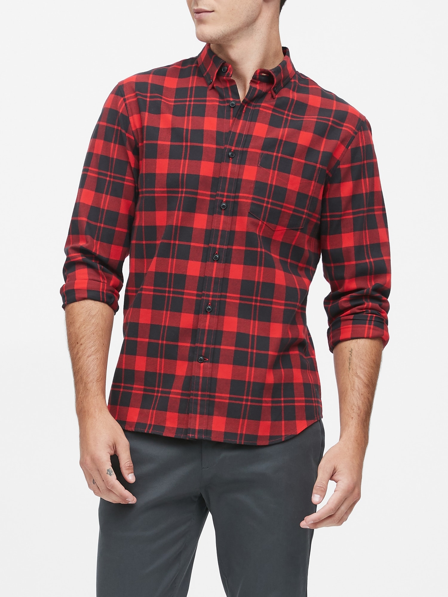  Chemise  en  flanelle  coupe standard  porter sortie 