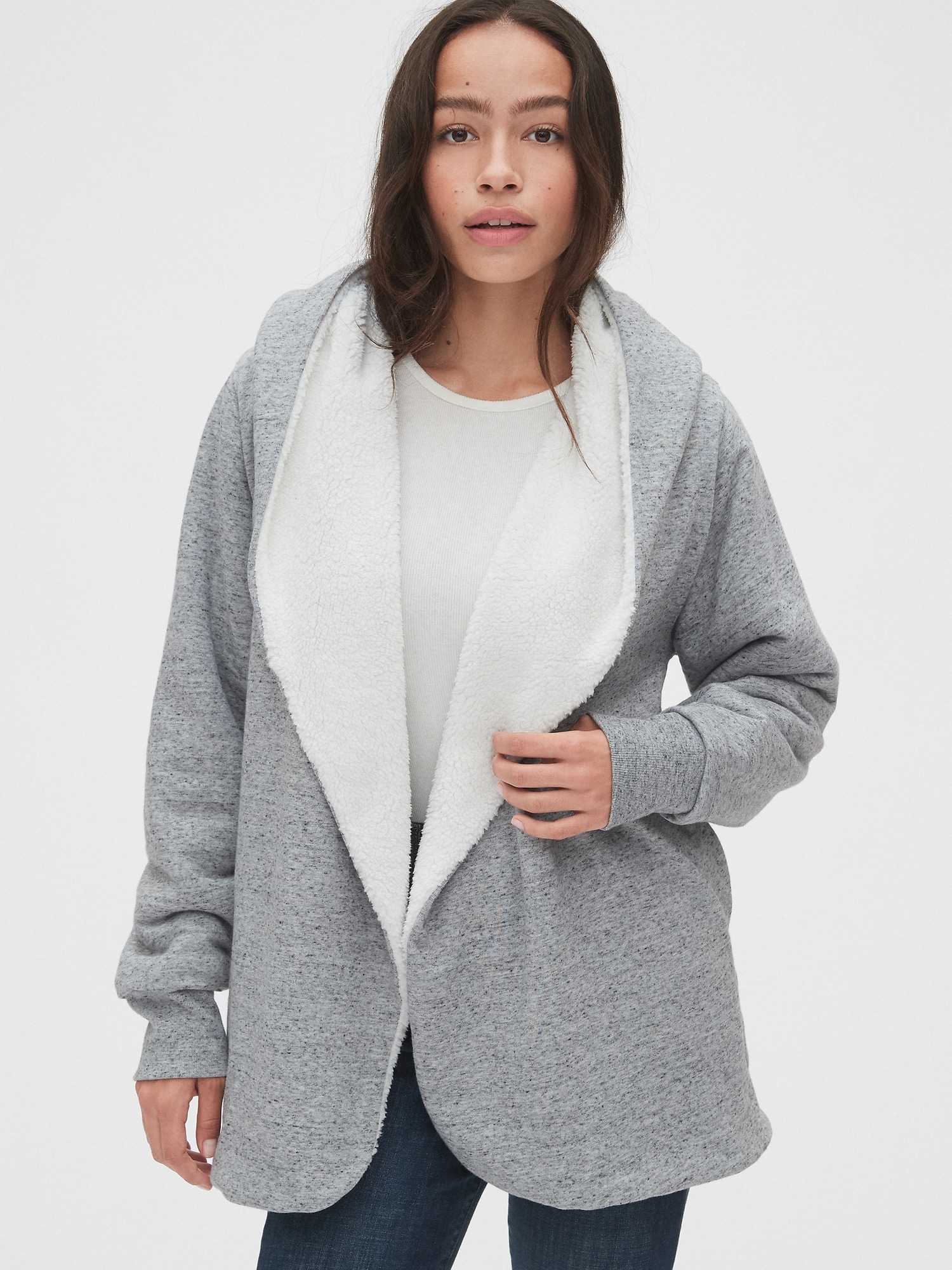 gap sherpa lined cardigan