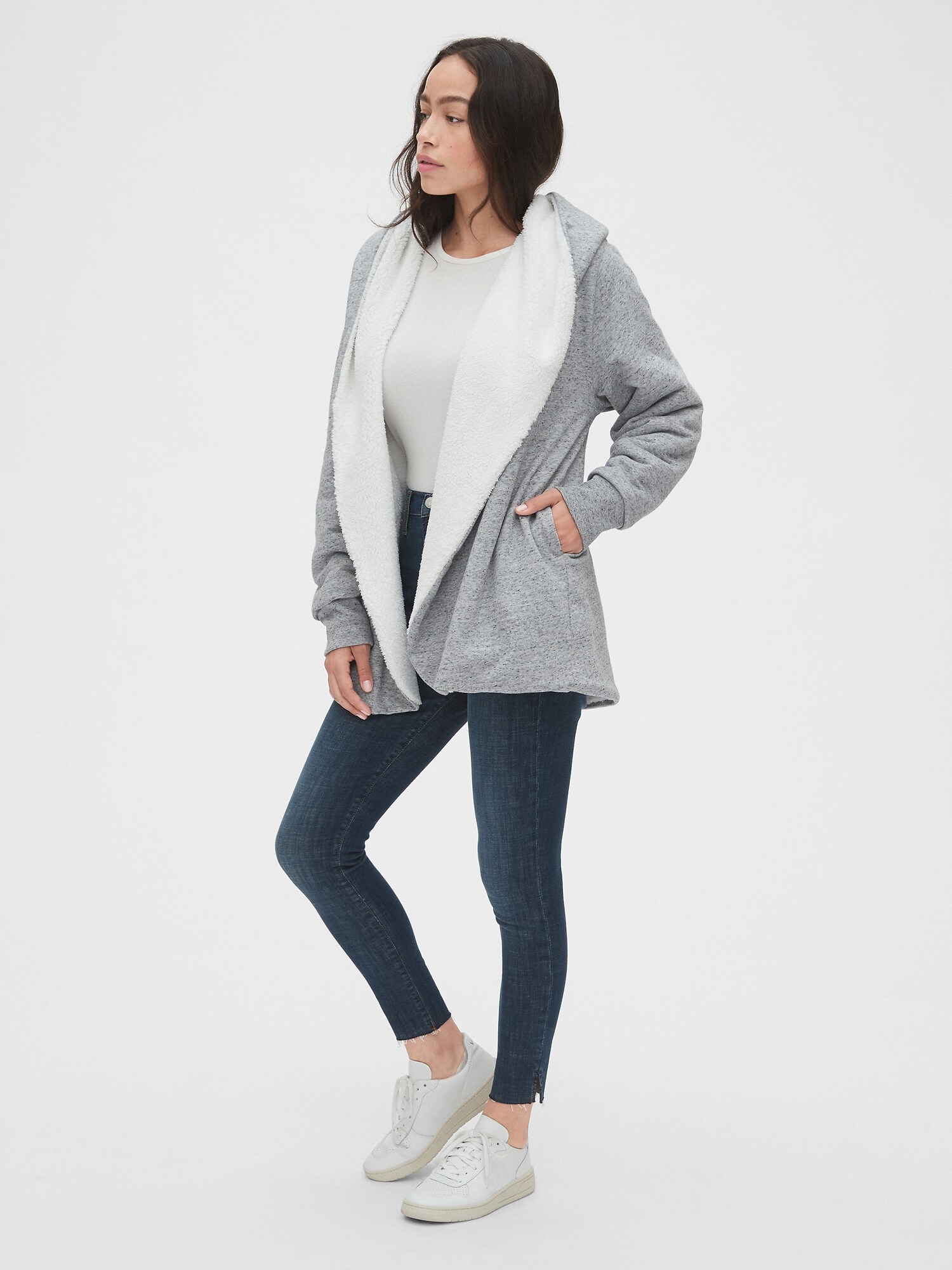 sherpa lined hoodie gap