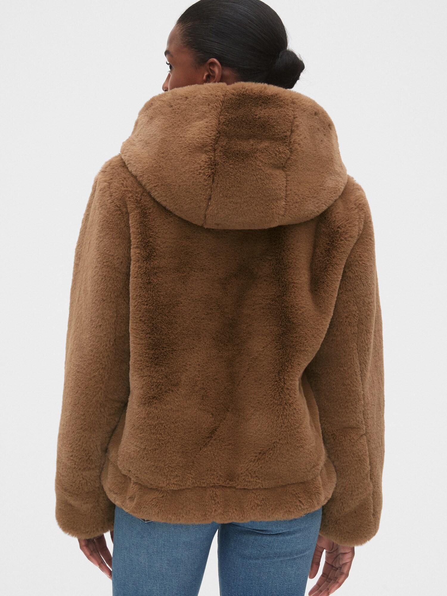 gap faux fur hooded jacket