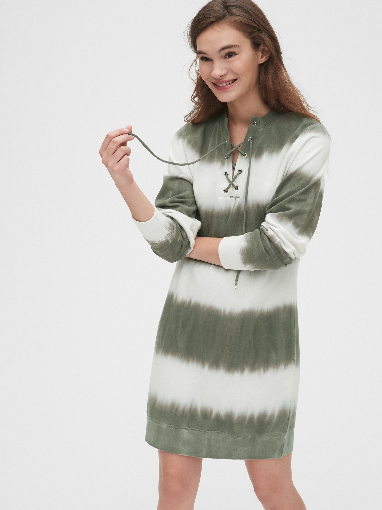 lace up sweatshirt dress