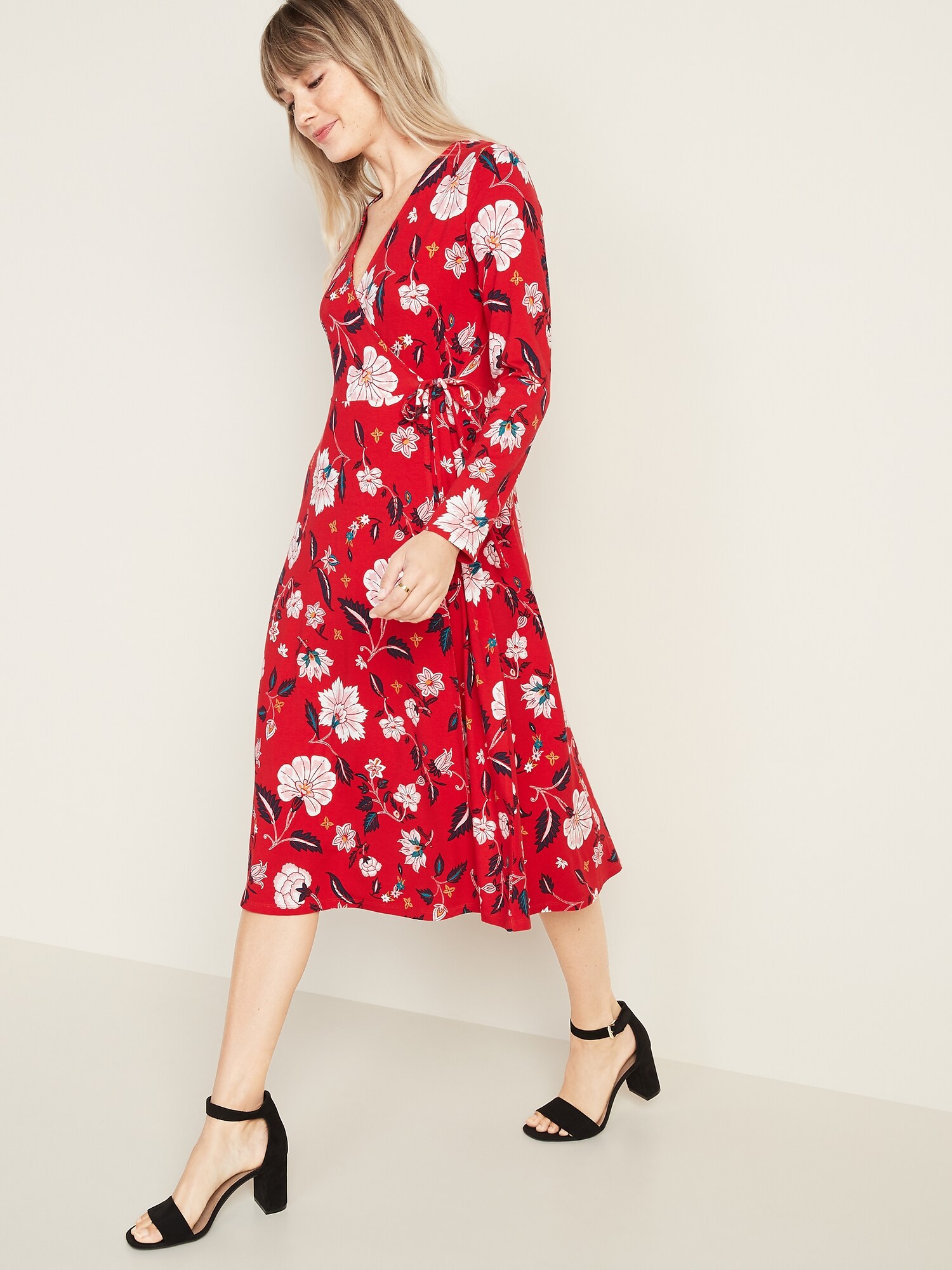 gap red wrap dress