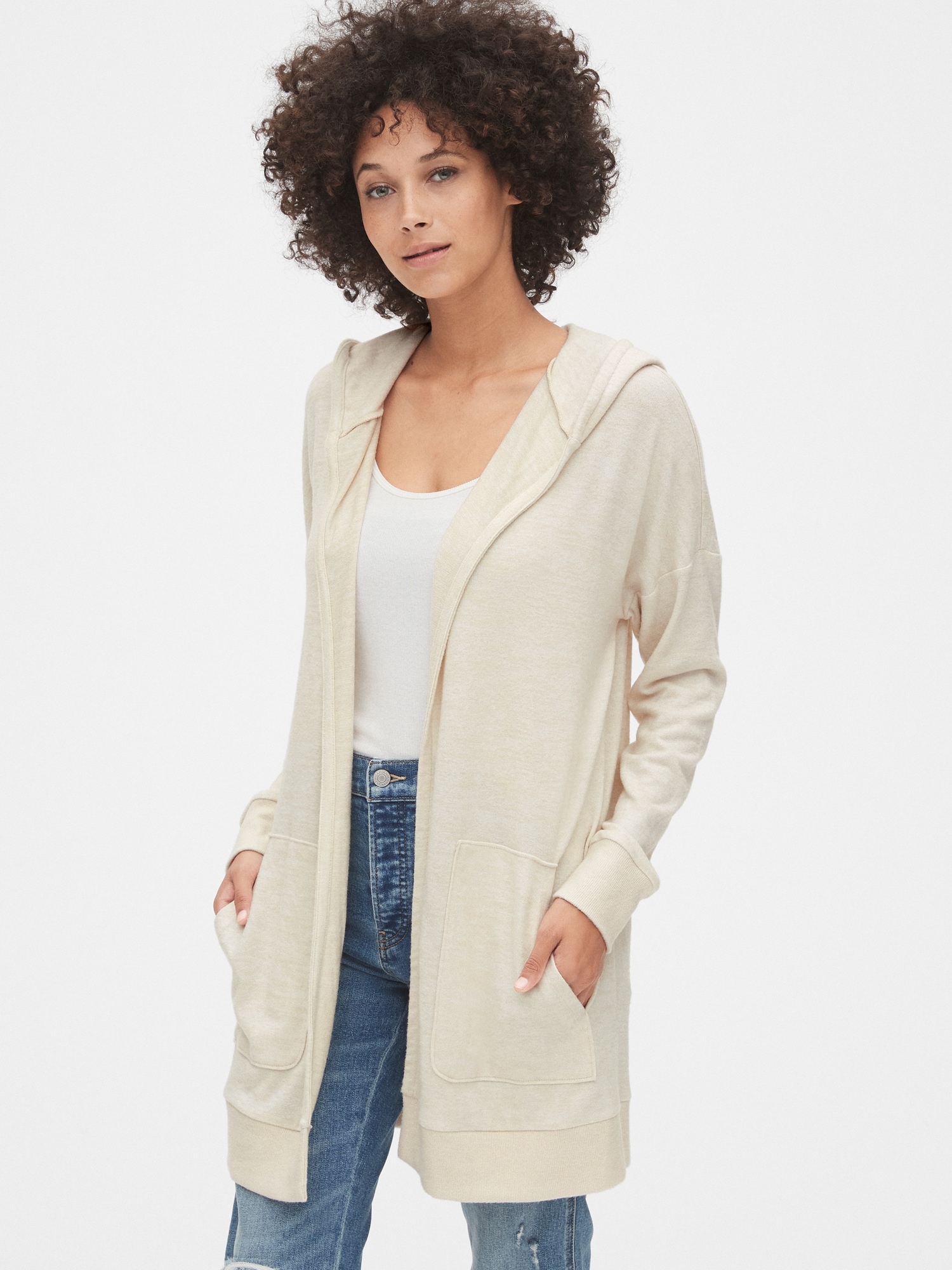 softspun longline hooded cardigan