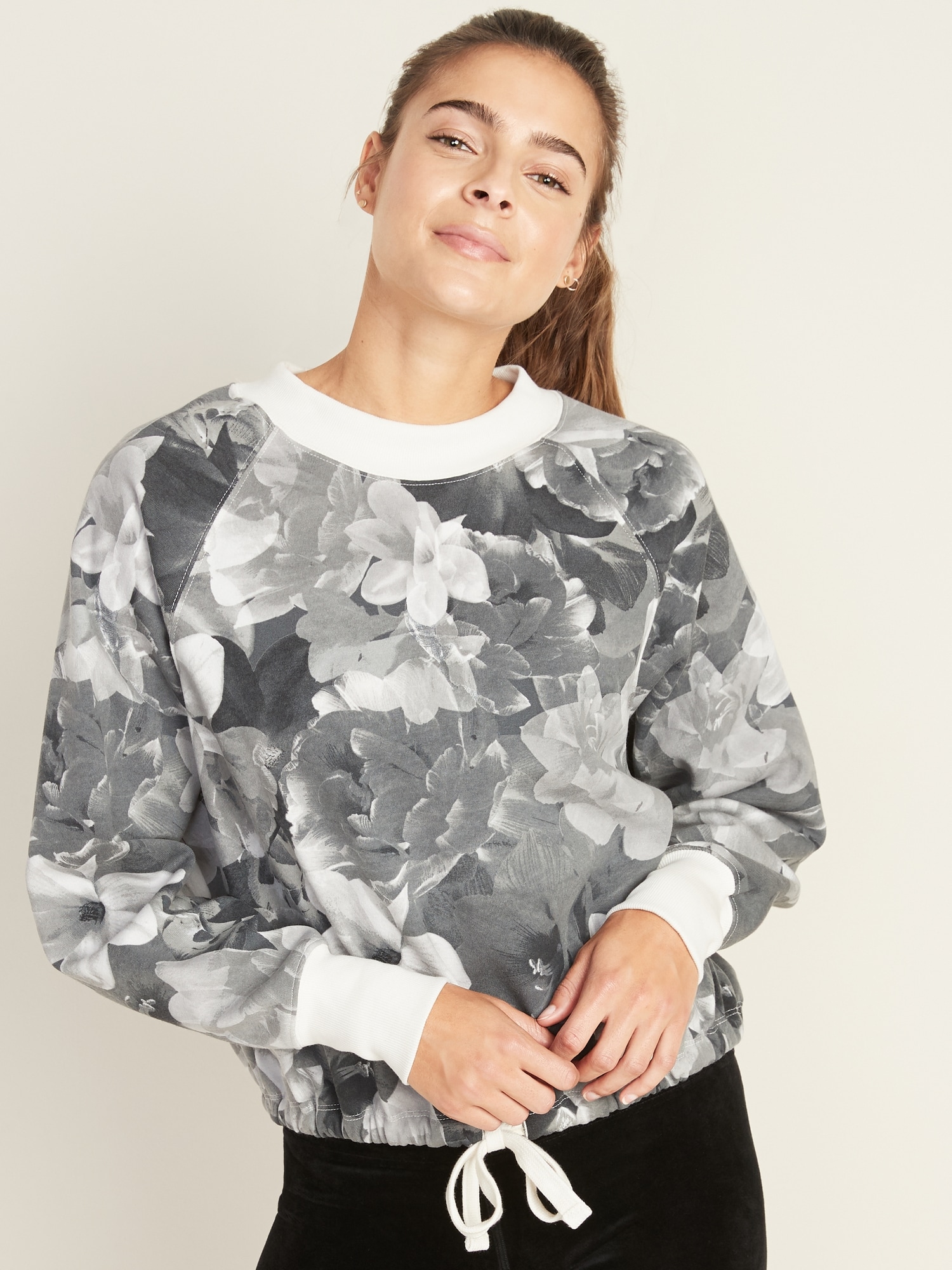 drawstring hem sweatshirt