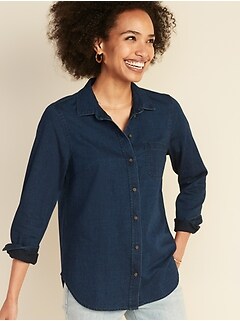 denim button up shirt womens