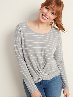 Twist-Front French Terry Top for Women   