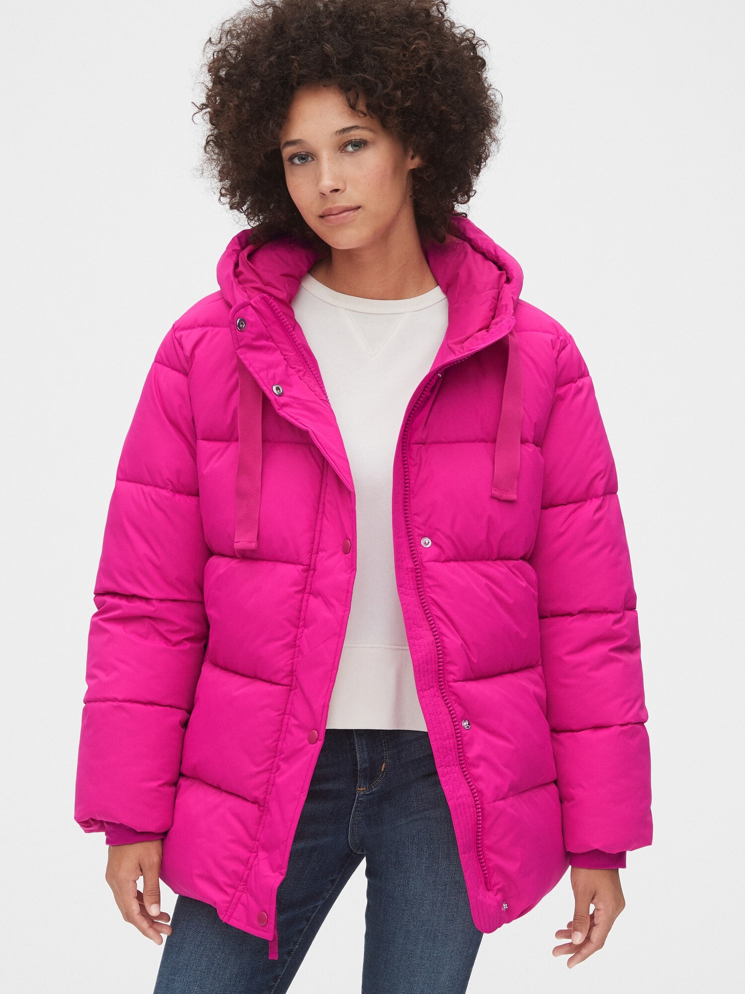 gap red puffer jacket