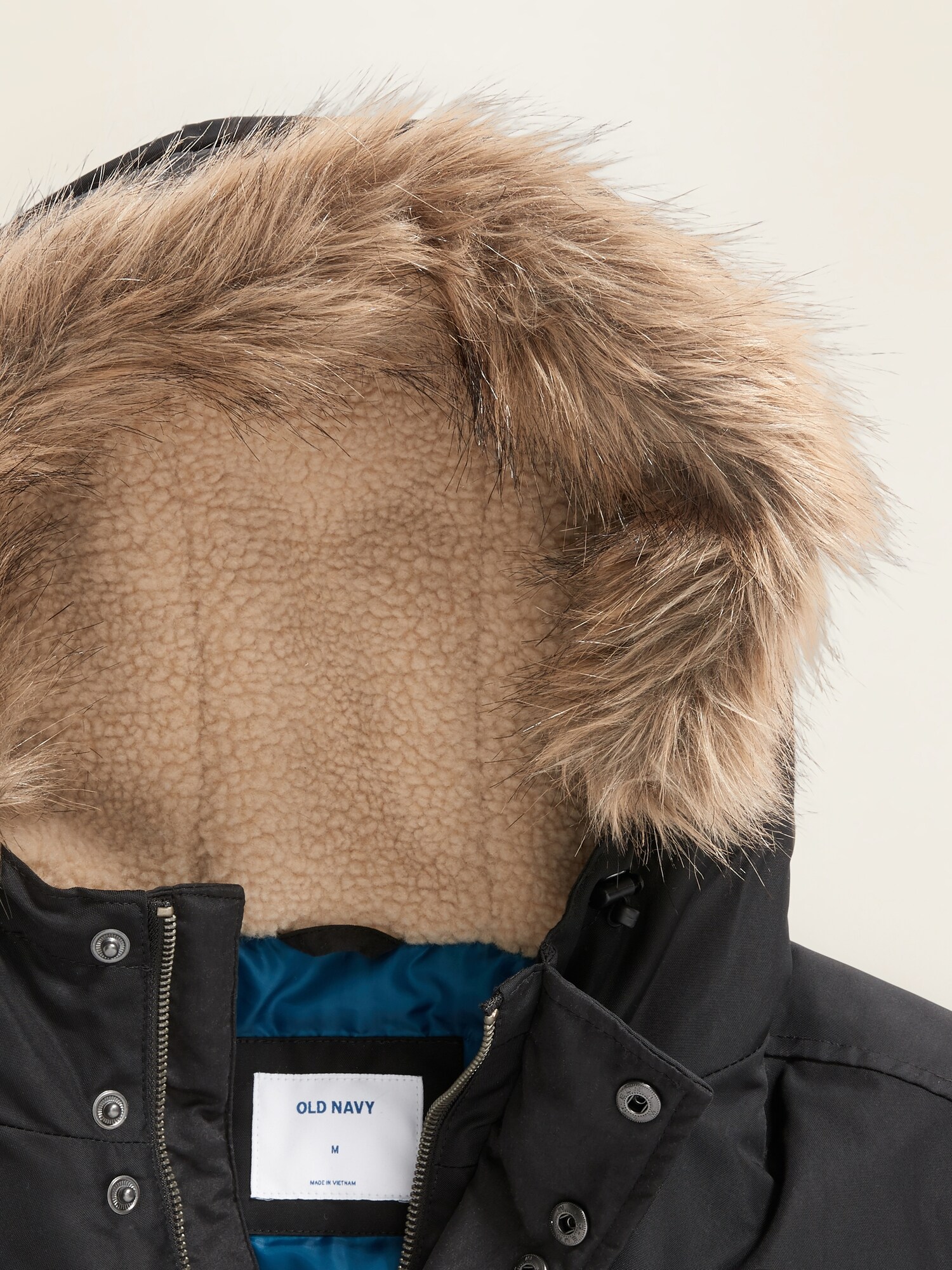 old navy coat with fur hood