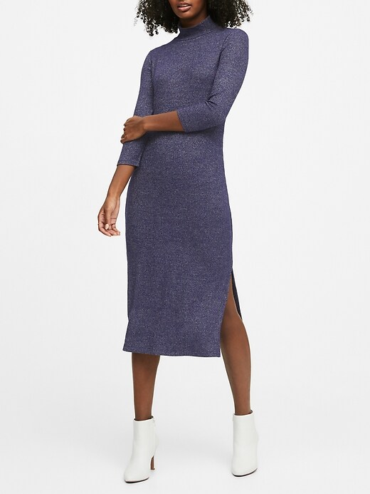 purple turtleneck dress